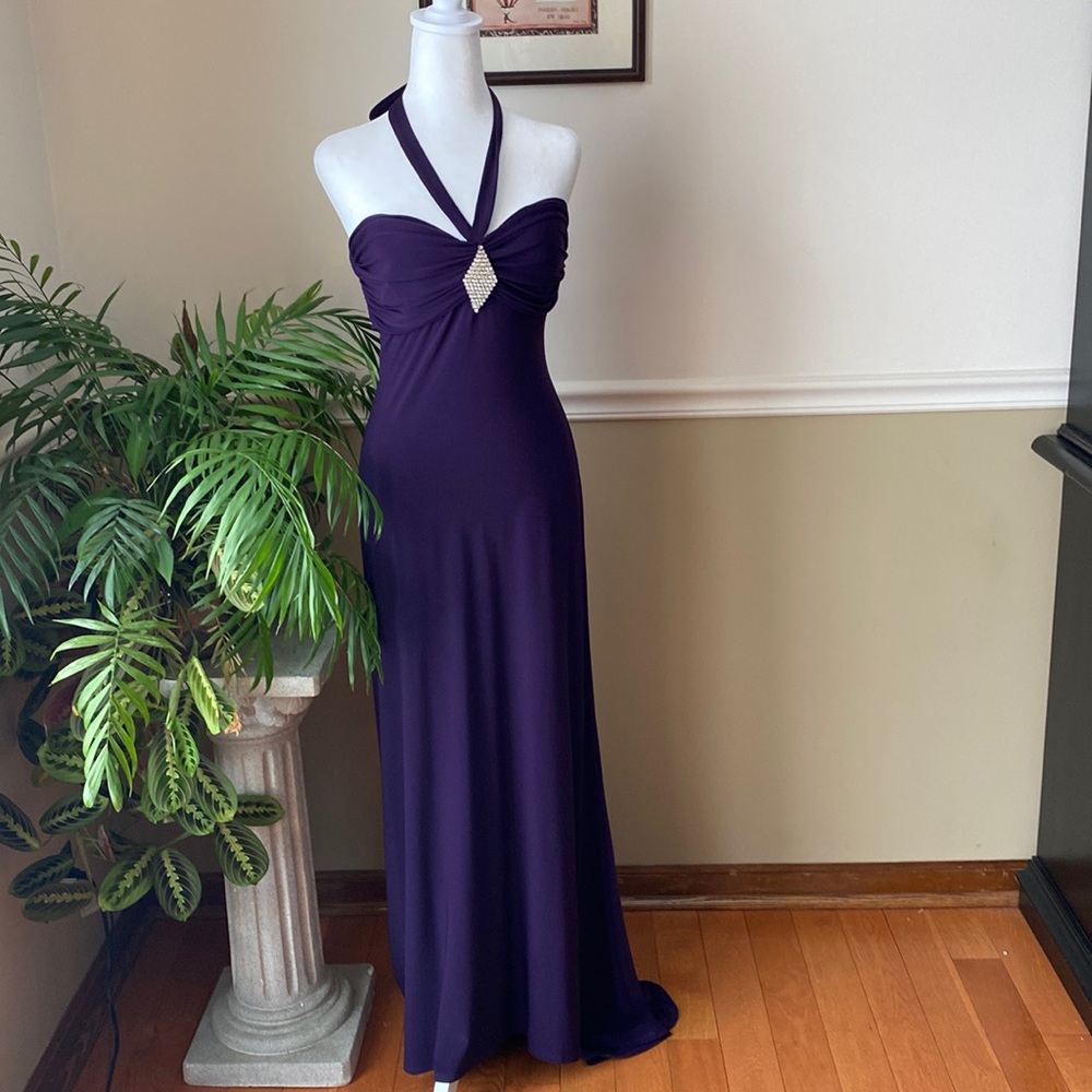 B Darlin Purple long prom formal backless dress